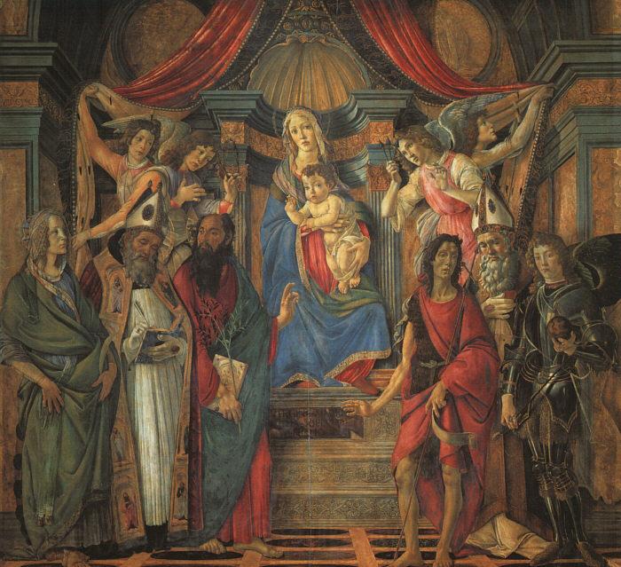 BOTTICELLI, Sandro San Barnaba Altarpiece (Madonna Enthroned with Saints) gfj France oil painting art